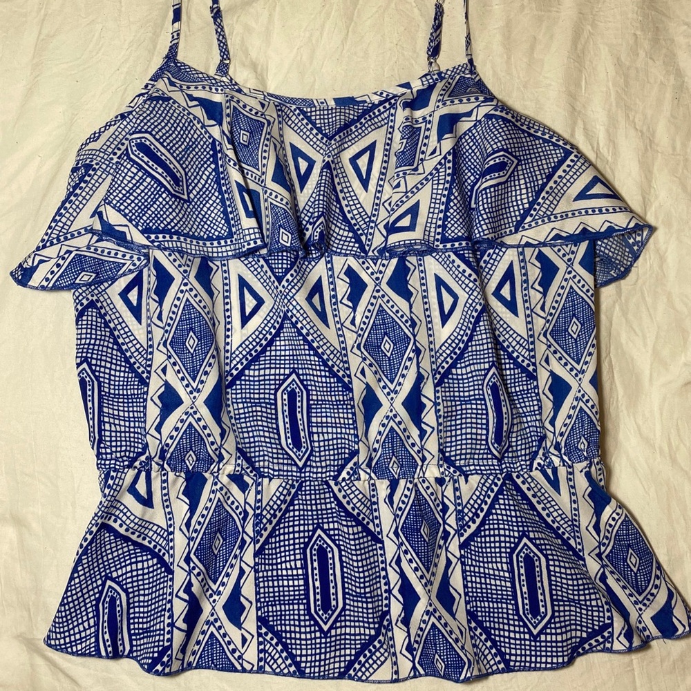 Corsage blue and white tribal tank